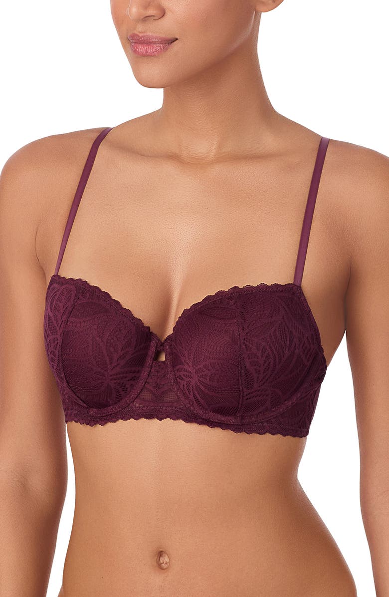 DKNY Deco Underwire Lace Balconette Bra, Alternate, color, Fig