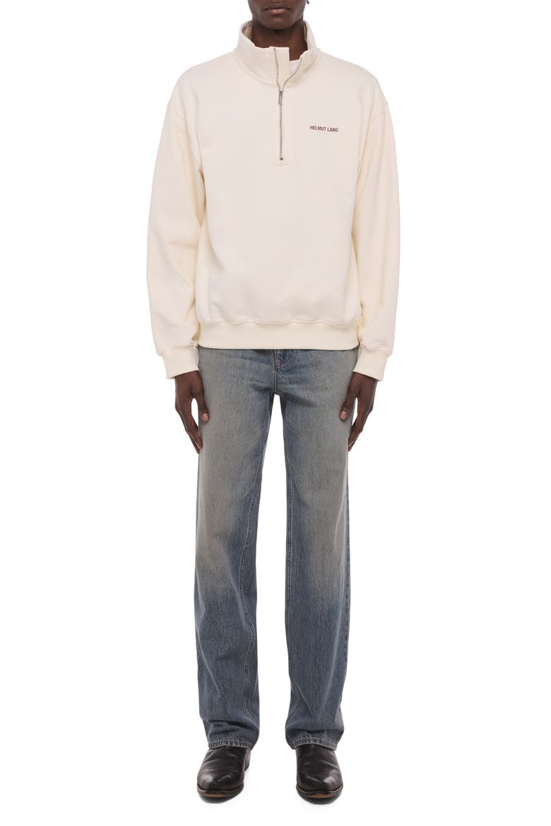 Logo Quarter Zip Cotton Pullover, Alternate, color, VINTAGE WHITE