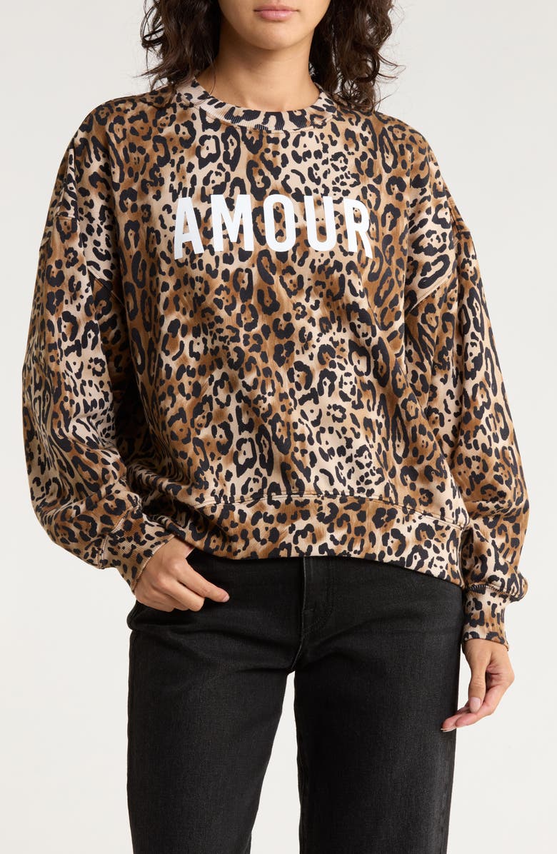 Cinq à Sept Brandy Leopard Amour Sweatshirt, Main, color, Black/ Sahara