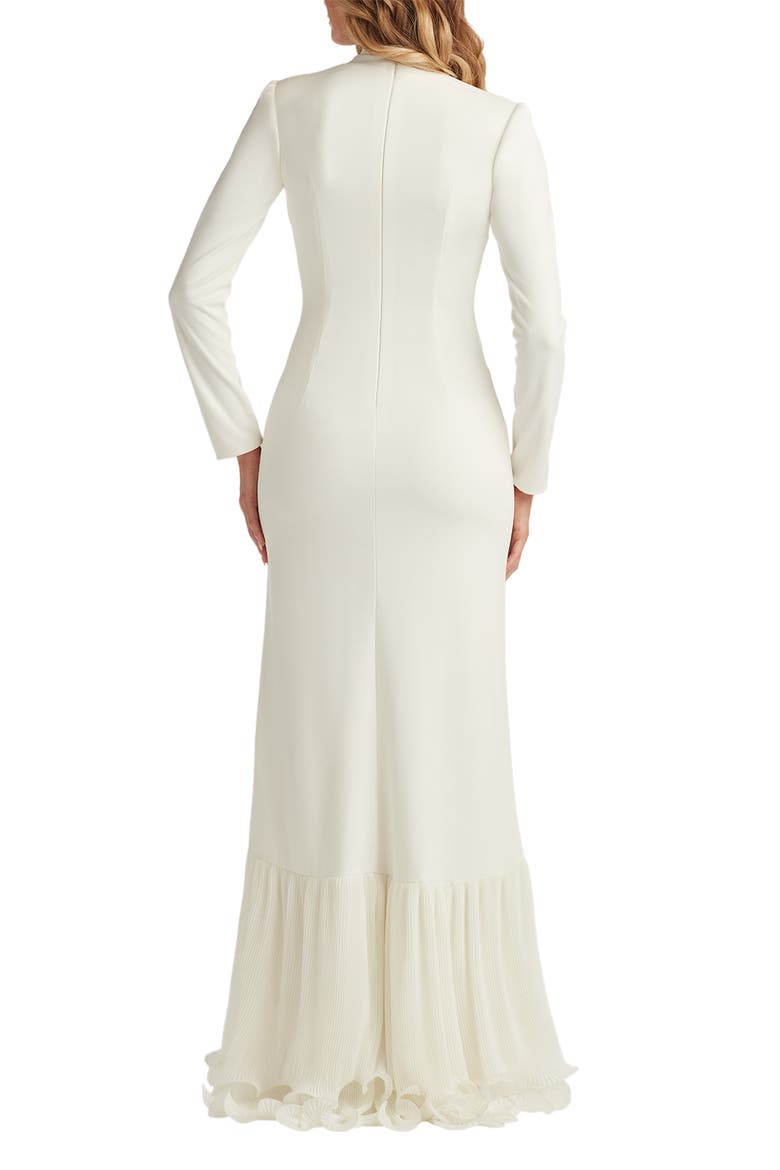 Wire Ruffle Long Sleeve Gown, Alternate, color, IVORY