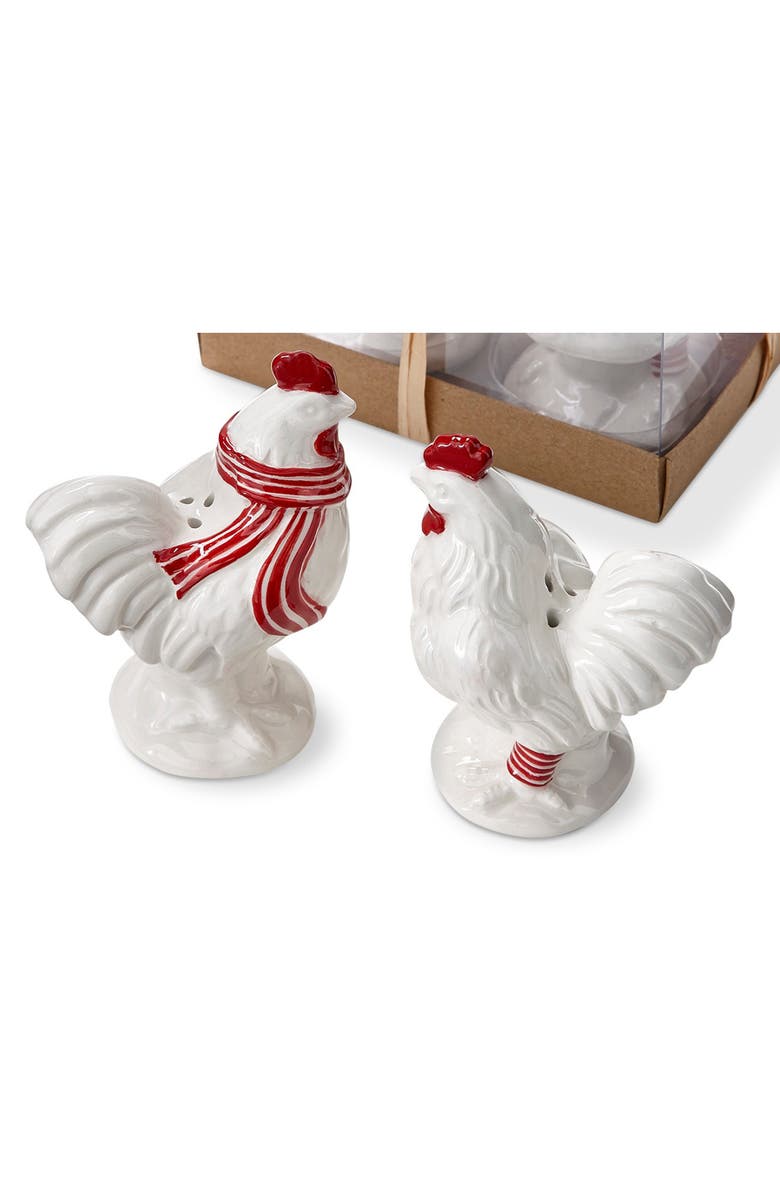 tag Farmhouse Christmas Chicken Shaped Salt and Pepper Shakers, Alternate, color, Multicolored