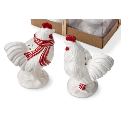Tag Farmhouse Christmas Chicken Shaped Salt And Pepper Shakers In White