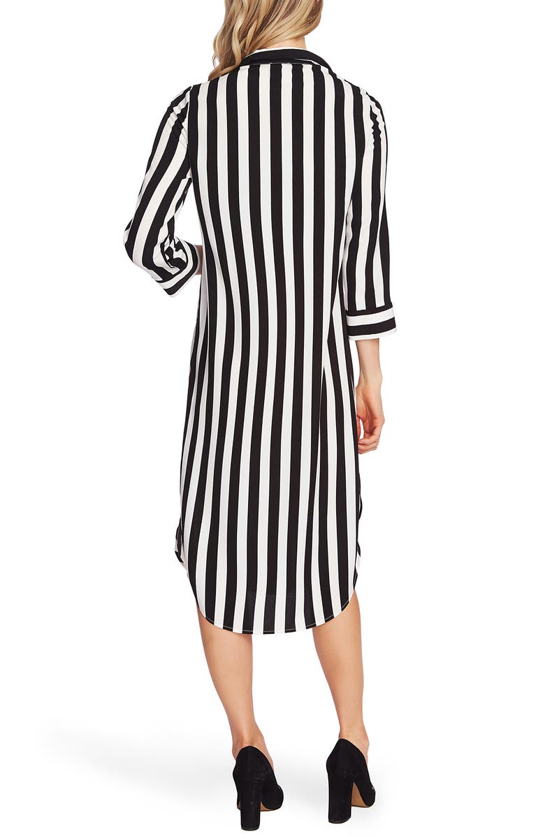 Vince Camuto Bold Stripe Tie Front Bracelet Sleeve Shirtdress, Alternate, color, 