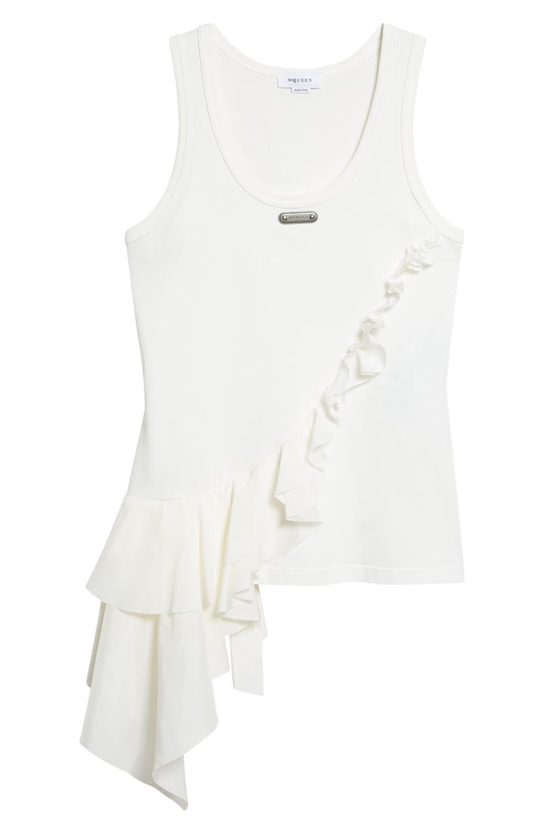 McQueen Chiffon Ruffle Jersey Tank, Main, color, Light Ivory