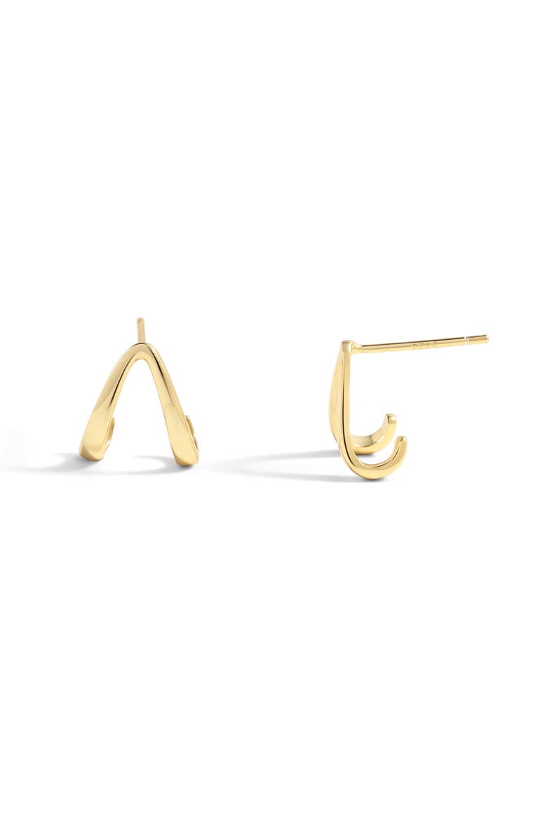 Gold Wishbone Huggie Earrings, Main, color, 18k Gold Over Sterling Silver