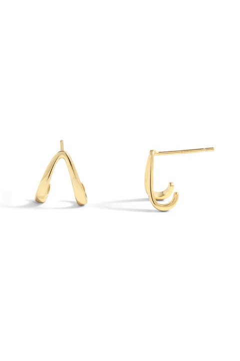 Gold Wishbone Huggie Earrings