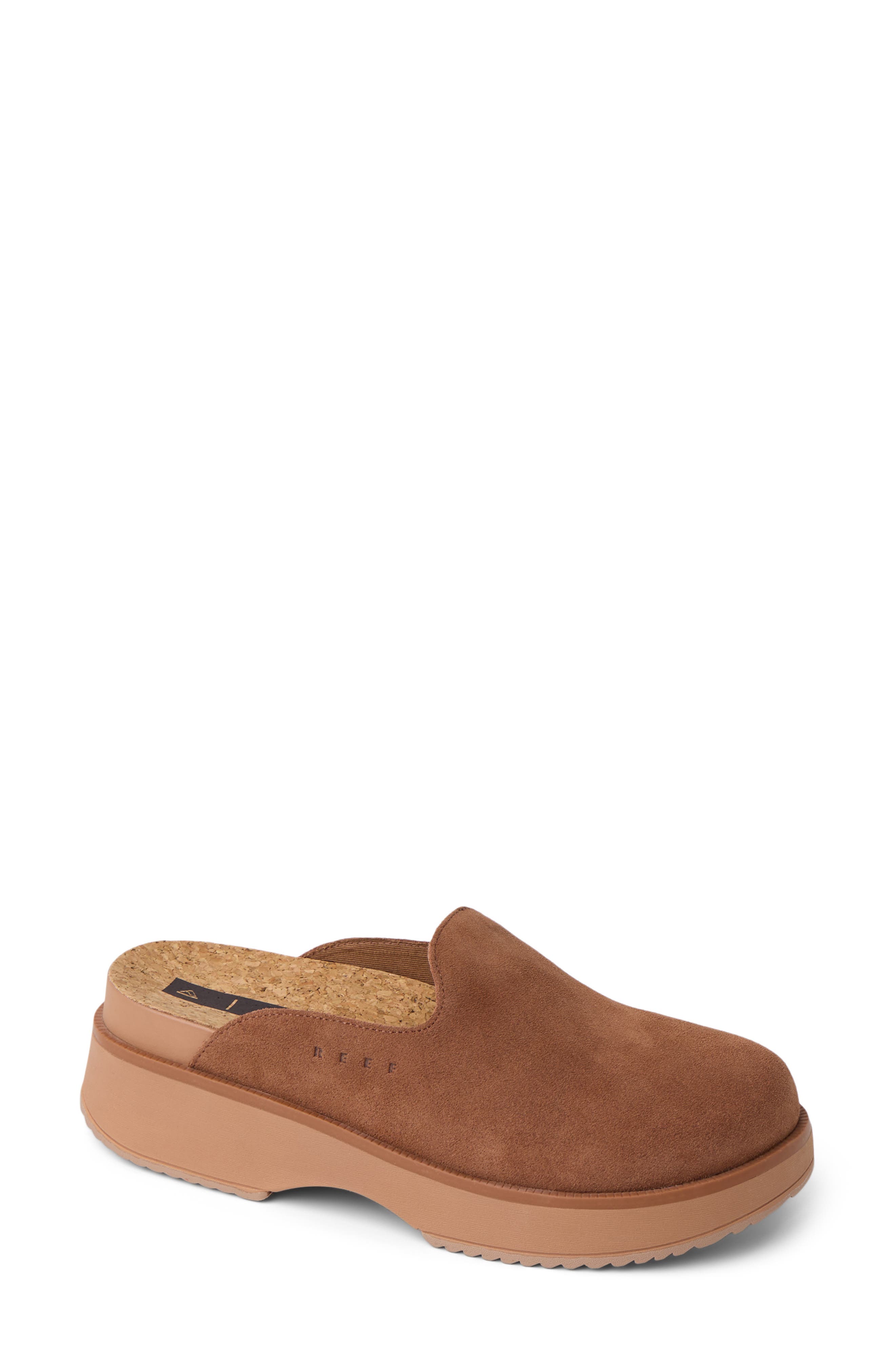 Reef Vista Skye Platform Clog, Main, color, Walnut Suede