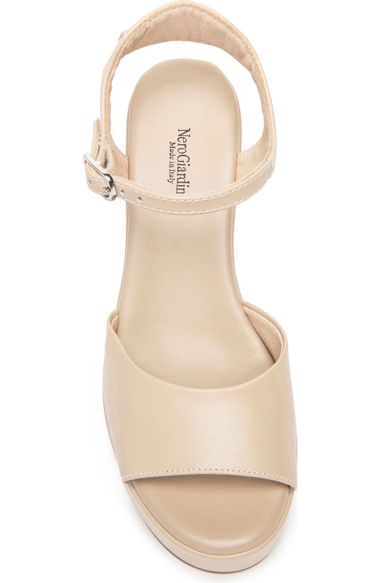 NeroGiardini Ankle Strap Platform Sandal, Alternate, color, Beige/ Khaki