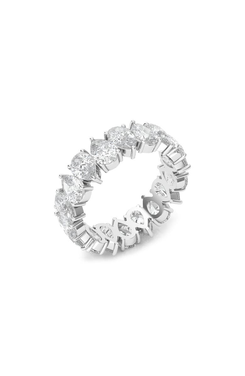 HauteCarat Alternating Pear Lab Created Diamond Eternity Ring, Main, color, White Gold
