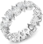 HauteCarat Alternating Pear Lab Created Diamond Eternity Ring