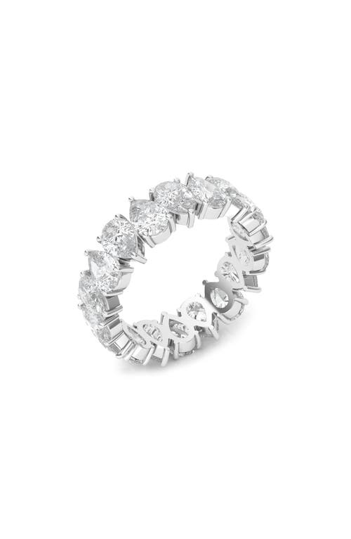 HauteCarat Alternating Pear Lab Created Diamond Eternity Ring in White Gold  product