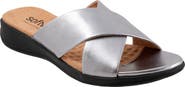 SoftWalk® 'Tillman' Leather Cross Strap Slide Sandal