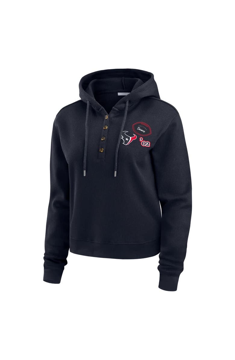 WEAR by Erin Andrews Women's WEAR by Erin Andrews Navy Houston Texans Waffle Hoodie Pullover Top, Alternate, color, Navy