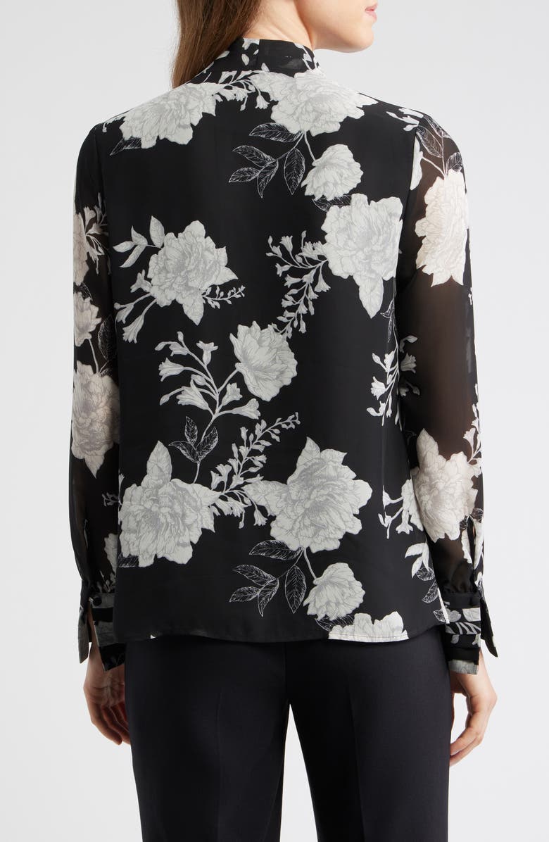 Anne Klein Floral Print Pleated Shirt, Alternate, color, 