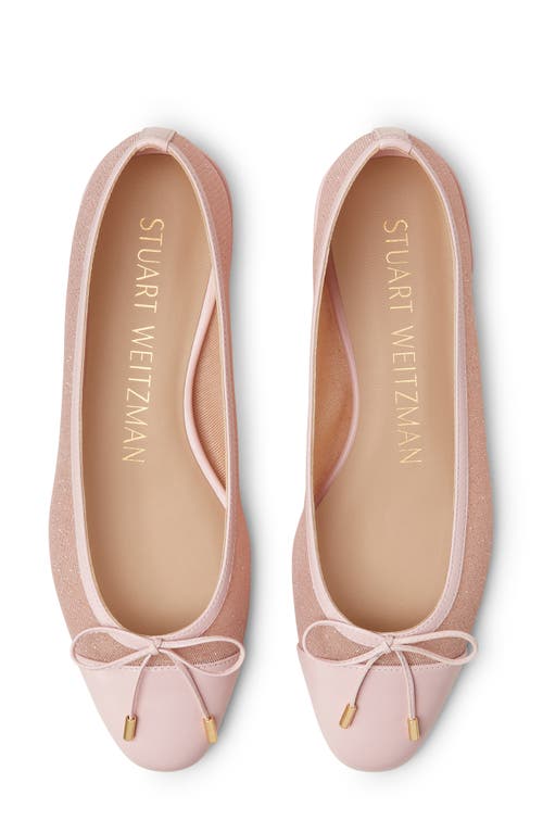 Stuart Weitzman Sleek Cap Toe Bow Flat In Ballet