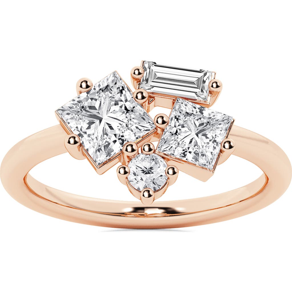 Badgley Mischka Collection Mixed Diamond Cluster Ring In Pink