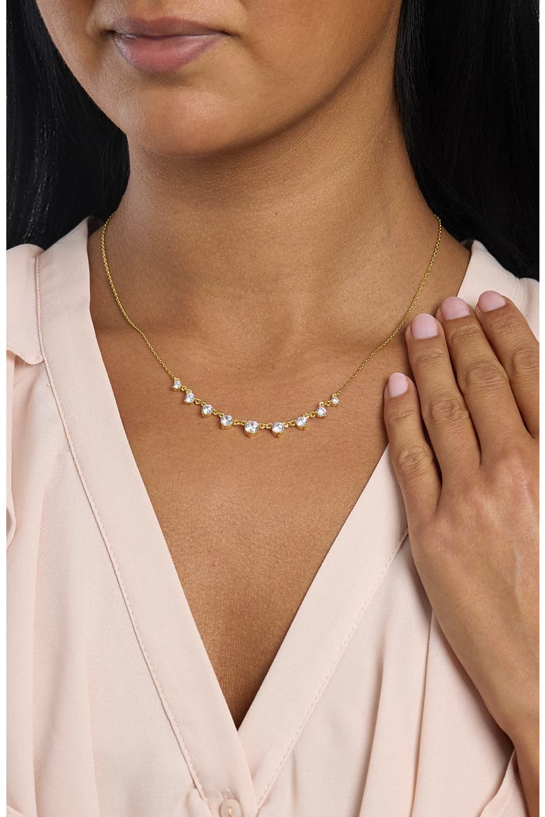 Graduated Cubic Zirconia Chain Necklace, Alternate, color, GOLD
