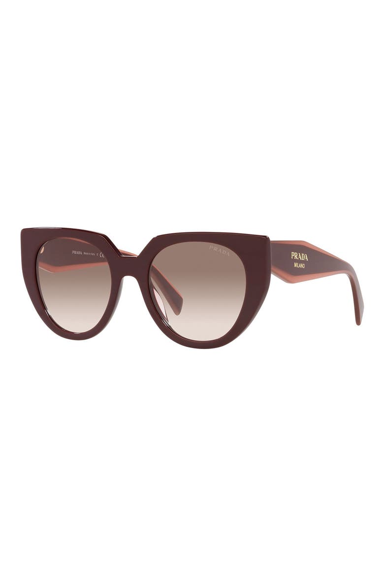 52mm Cat Eye Sunglasses, Alternate, color, GARNET/ CLEAR GRADIENT BROWN