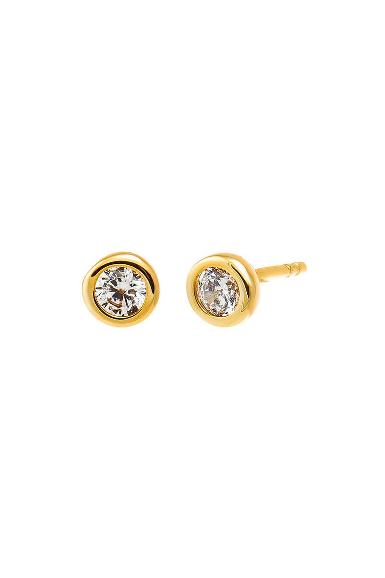 Mini CZ Bezel Stud Earring, Main, color, Gold