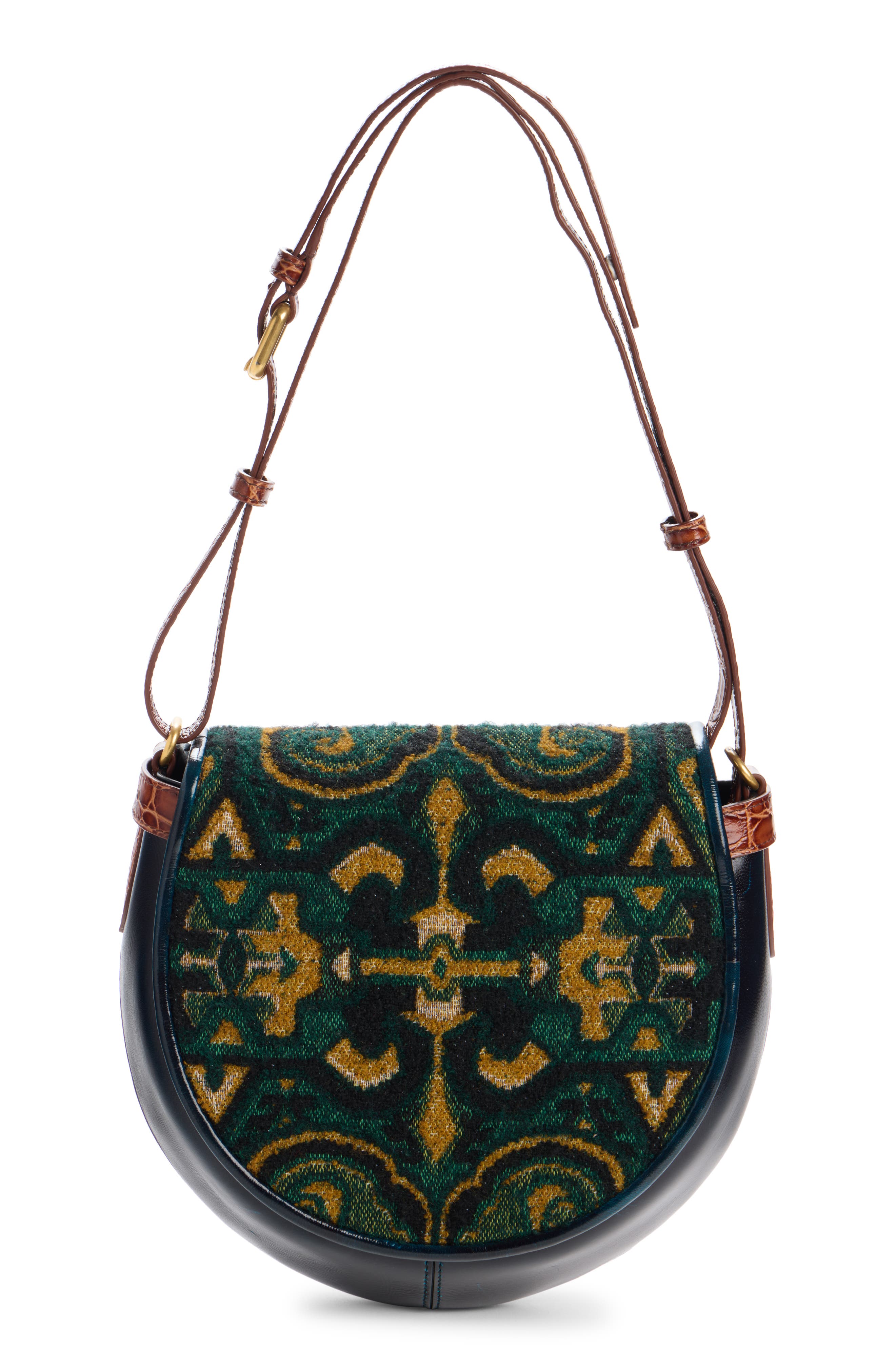 Dries Van Noten Arc Tapestry Print Mixed Media Crossbody Bag, Alternate, color, Bottle