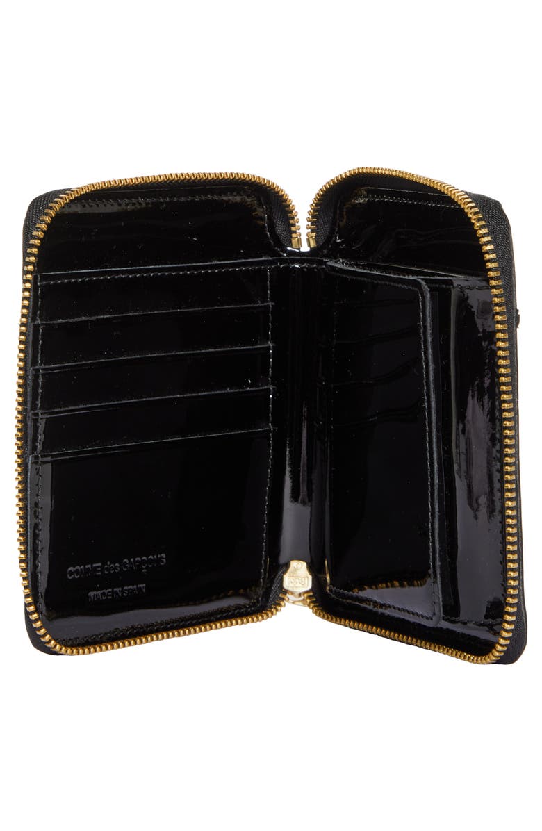 Comme des Garçons Wallets Patent Leather Wallet, Alternate, color, Black