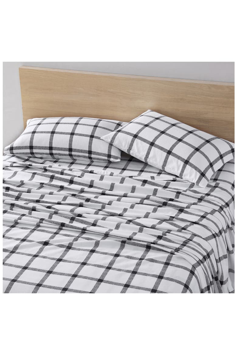 Bunkhouse Plaid Cotton Flannel Sheet Set, Alternate, color, DARK GREY