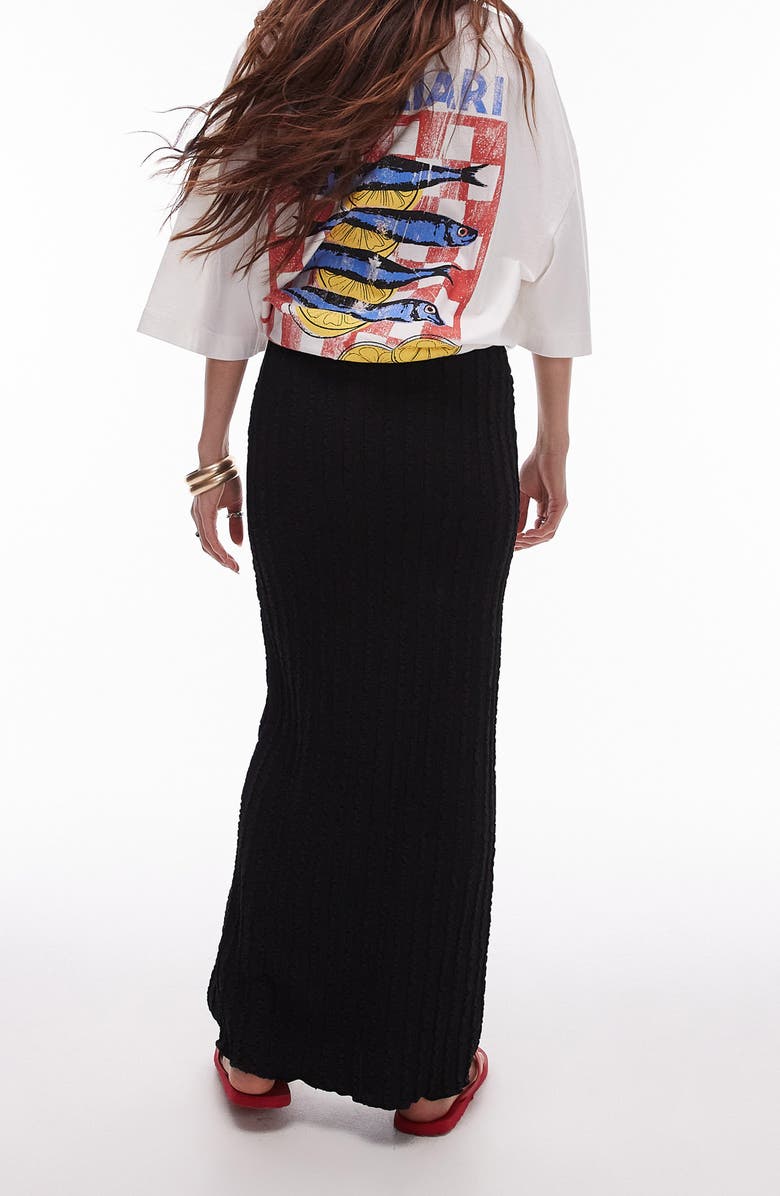 Topshop Texture Knit Column Maxi Skirt, Alternate, color, Black