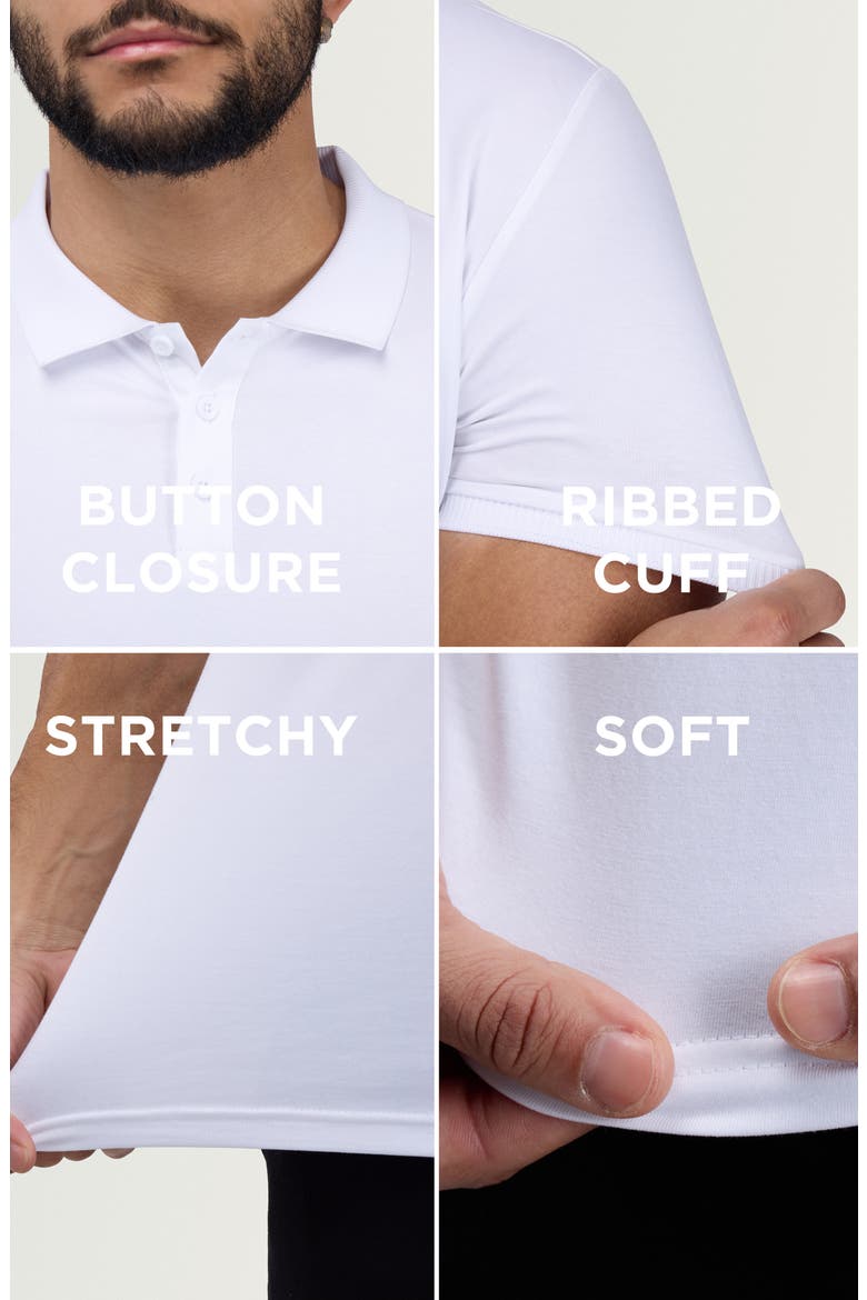Stretch Cotton Rib Polo, Alternate, color, WHITE