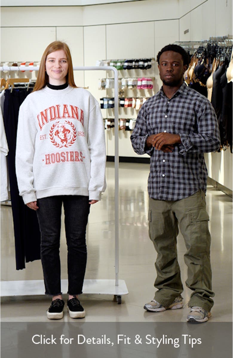 Women's Established & Co. Ash Indiana Hoosiers Logo Pullover Sweatshirt, sales video thumbnail