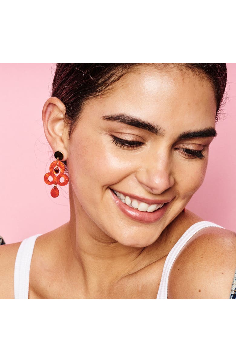 Toolally Mini Batik Earrings - Sienna Red & Orange Mirror, Alternate, color, Sienna Red & Orange Mirror