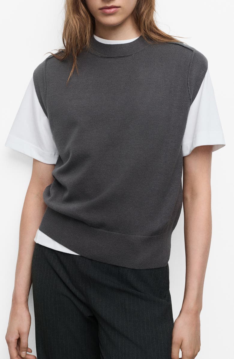 MANGO Seam Detail Sweater Vest, Main, color, Charcoal