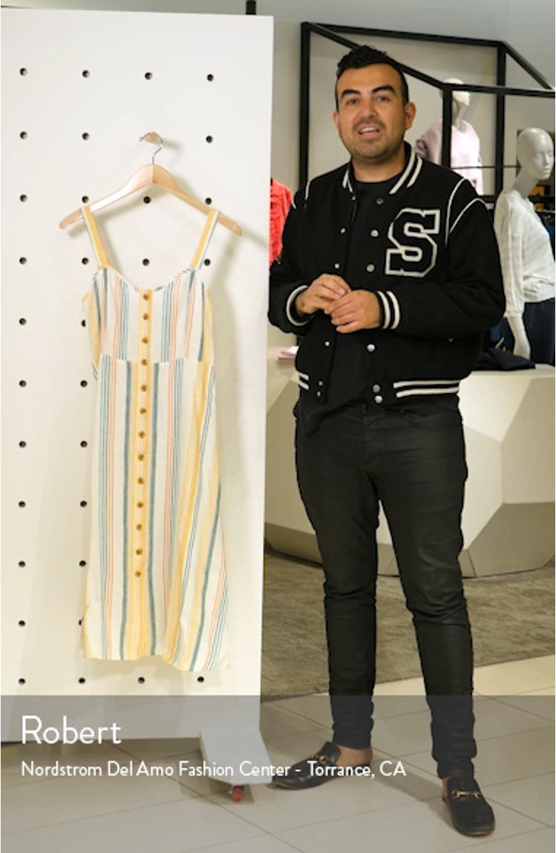 Rainbow Stripe Linen Midi Dress, sales video thumbnail