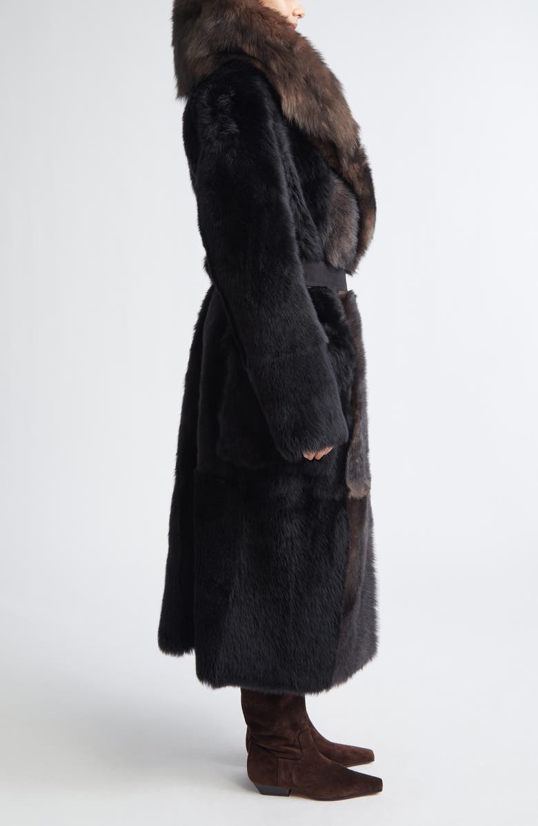 Altuzarra Geoff Genuine Shearling Belted Coat, Alternate, color, Black