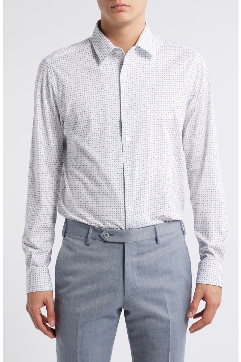 Dots Knit Cotton Blend Dress Shirt, Main, color, TAN