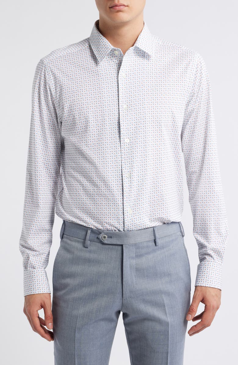 Zanella Dots Knit Cotton Blend Dress Shirt, Main, color, Tan