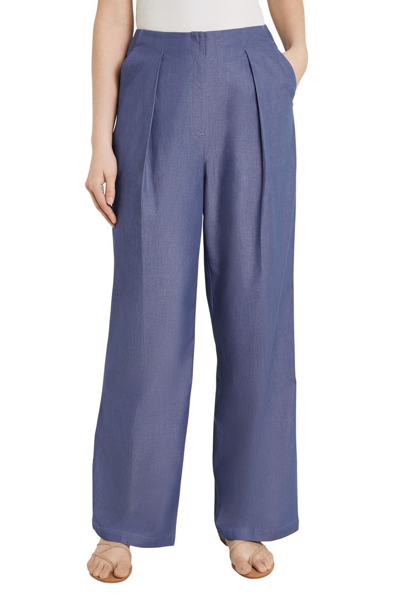 Pleated Wide Leg Pants, Main, color, MAZARINE