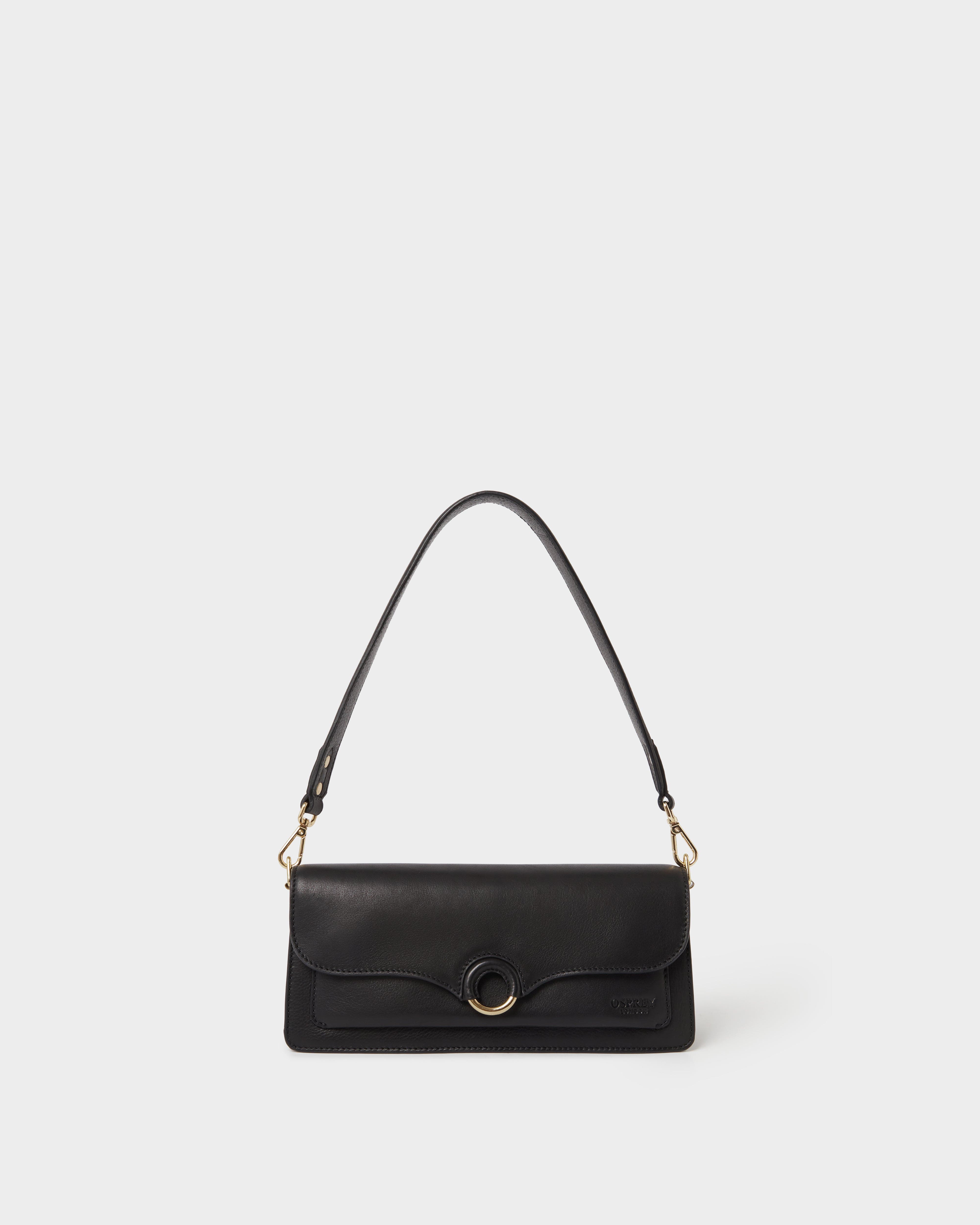 Osprey London The Marlow Leather Shoulder Bag, Main, color, Black
