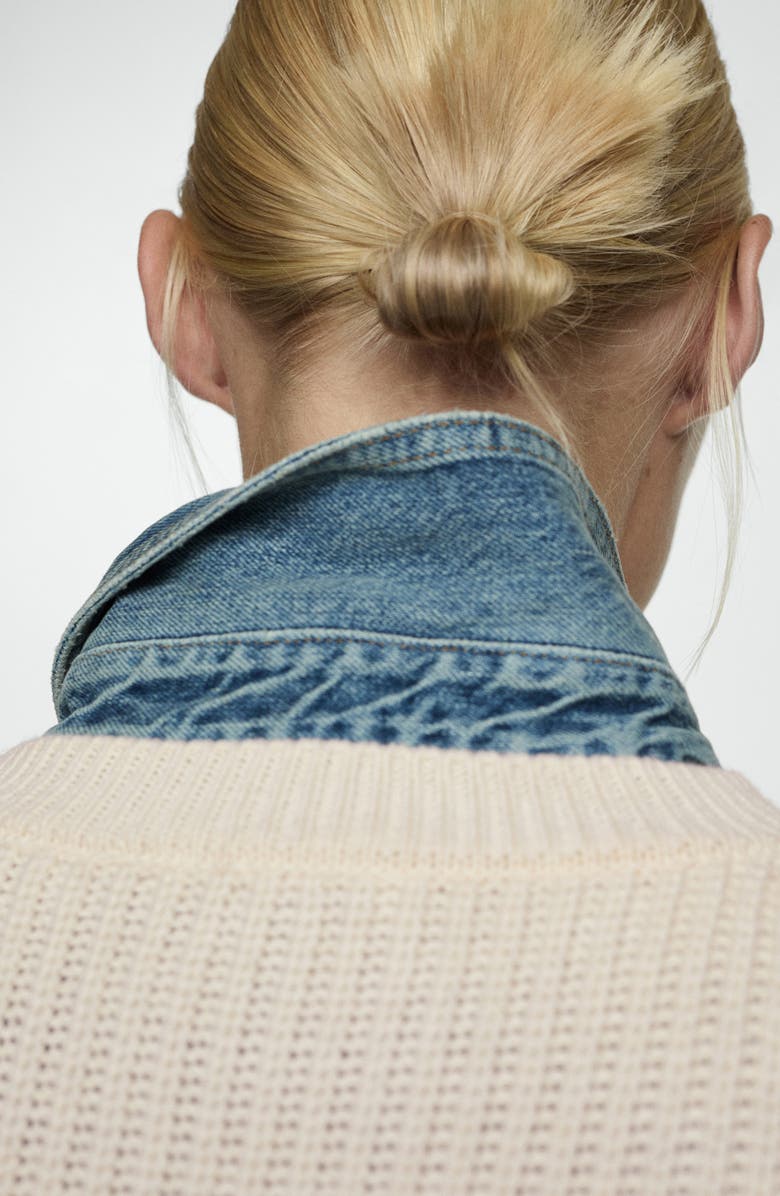 MANGO Faux Pearl Embellished Sweater, Alternate, color, Ecru