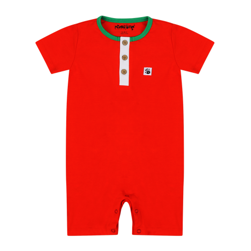 Mixed Up Clothing Suave Baby Romper In Red Alert
