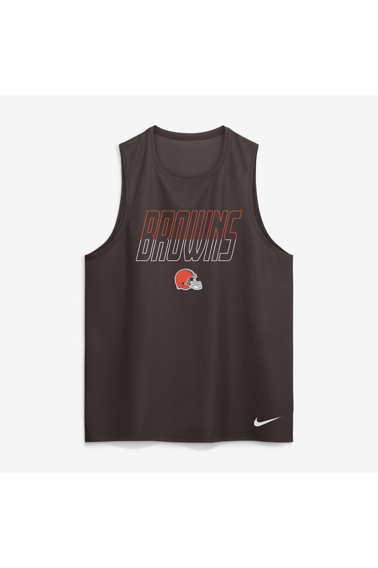 Men's Nike Brown Cleveland Browns Kickoff Miler Dri-FIT Tank​ Top, Alternate, color, Brown