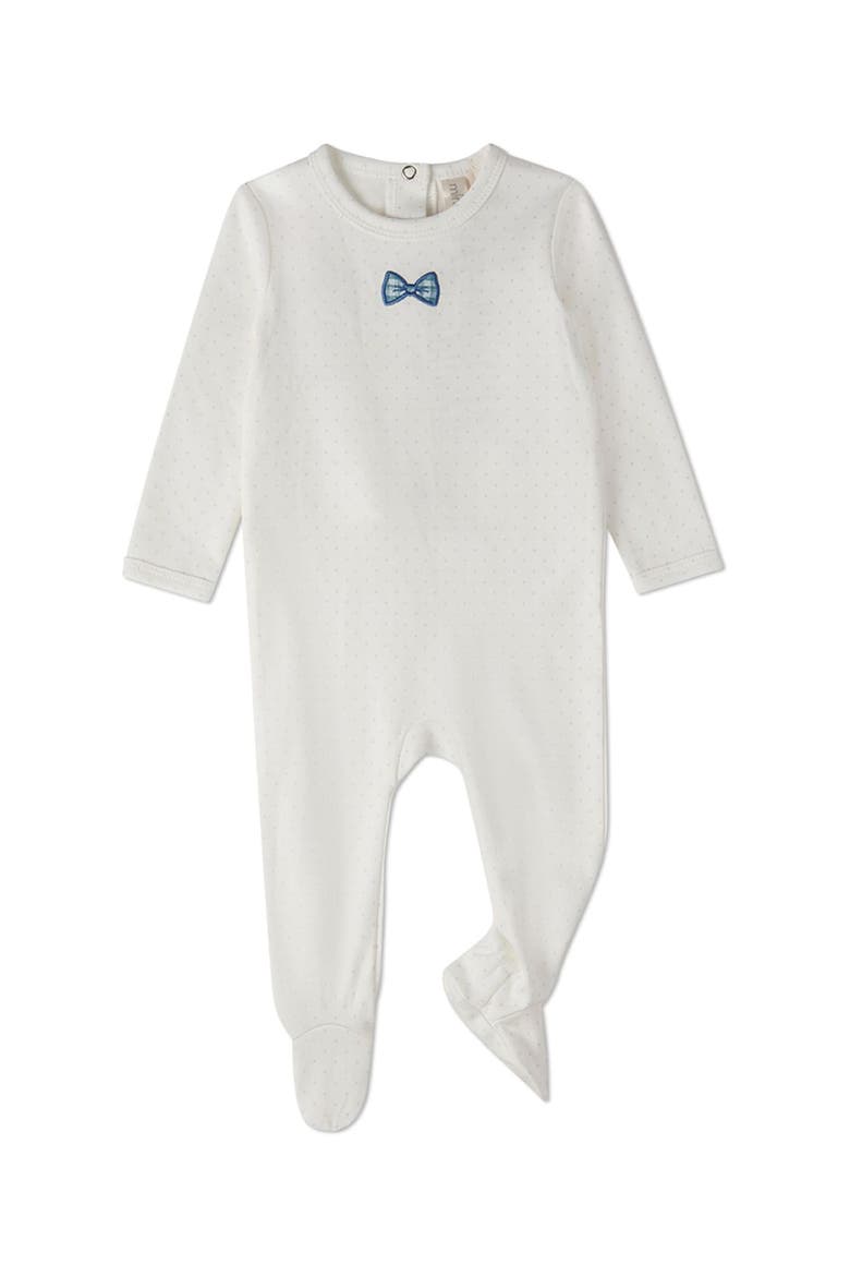 Baby Boys Put A Bow On It Embroidered Footie, Main, color, Blue