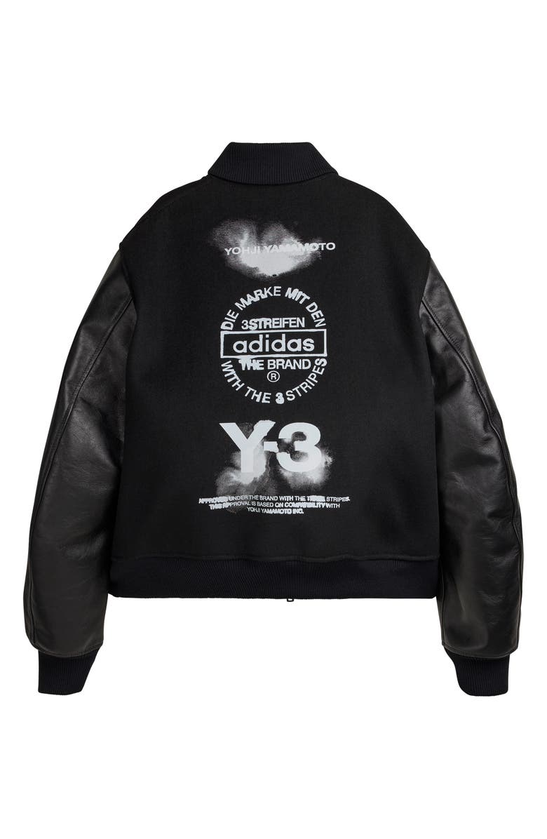 Y-3 Letterman Varsity Jacket, Alternate, color, Black