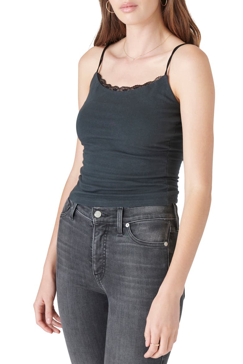 Bungee Camisole with Lace Trim, Alternate, color, JET BLACK