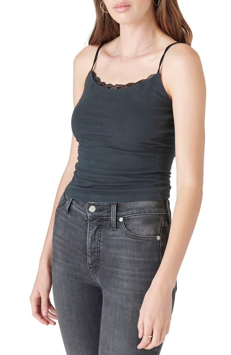 Lucky Brand Bungee Camisole with Lace Trim, Alternate, color, 