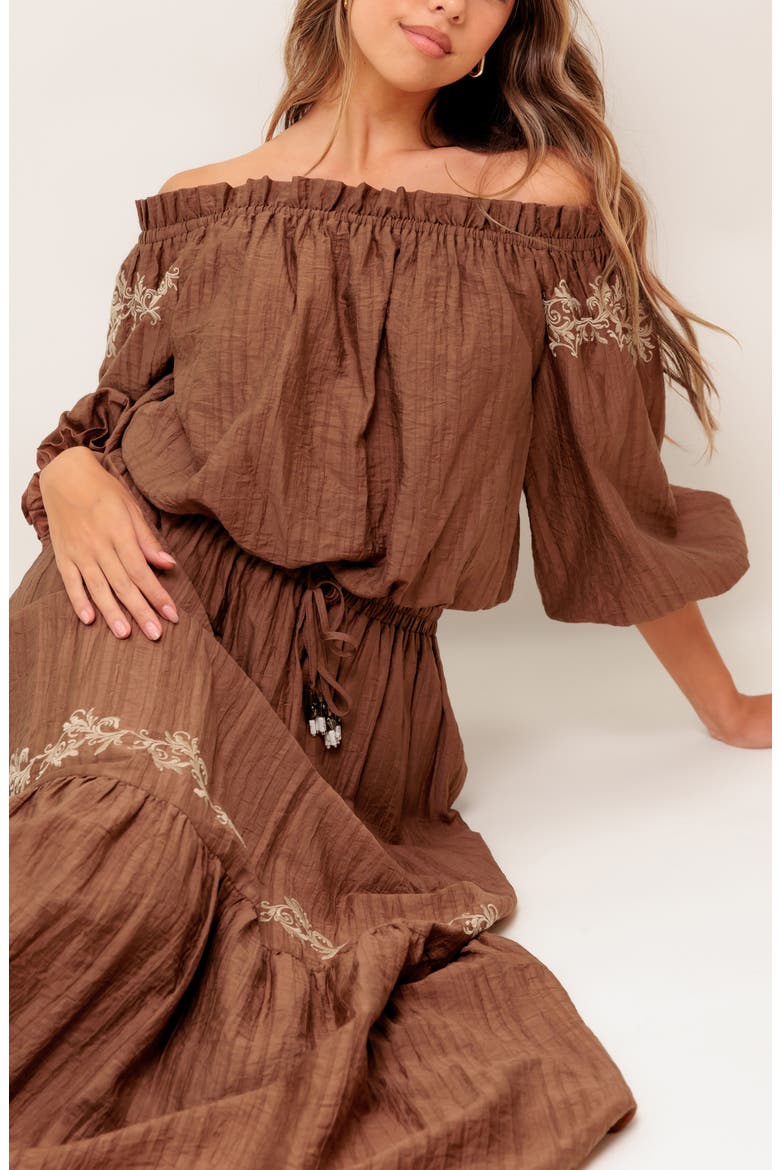 Off The Shoulder Top, Alternate, color, BROWN