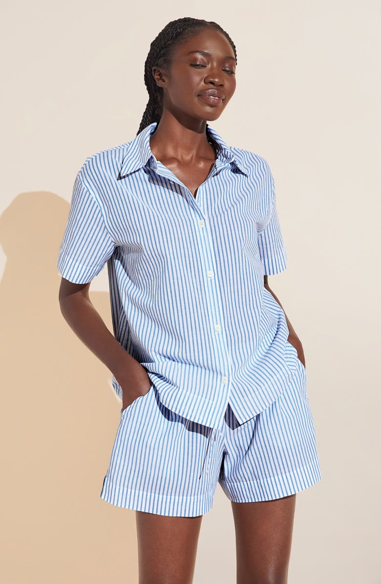 Eberjey Stripe Organic Cotton Short Pajamas, Alternate, color, 