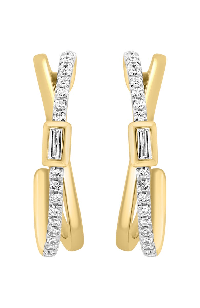 EFFY 14K Gold Diamond Crossover Hoop Earrings - 0.26ct, Alternate, color,