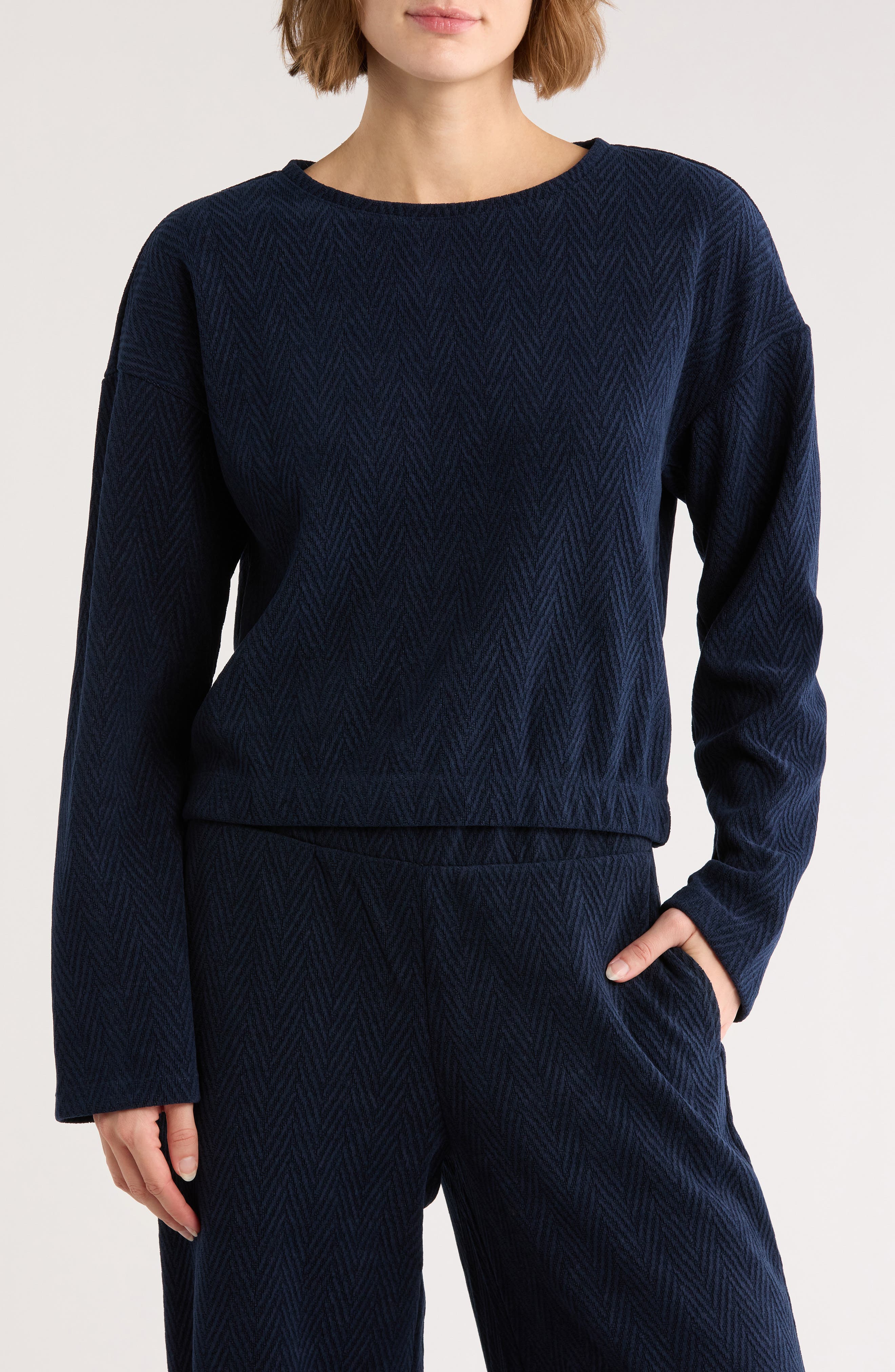 Herringbone Crop Pullover Sweatshirt - image 3