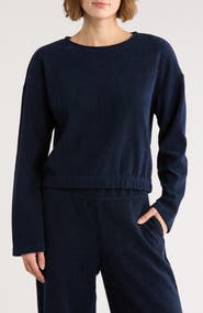 90 DEGREE BY REFLEX Herringbone Crop Pullover Sweatshirt