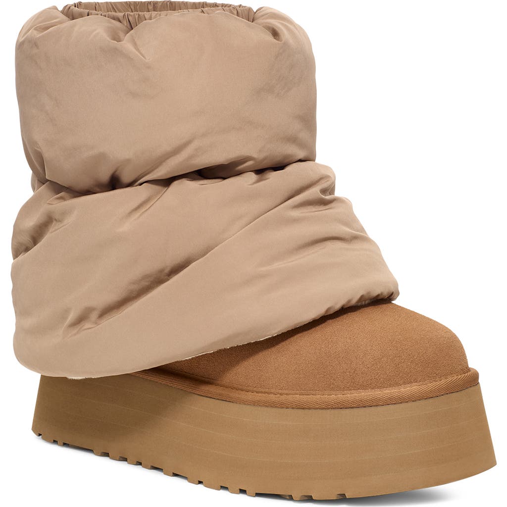 Ugg(r) Classic Mini Dipper Puffer Platform Boot In Brown